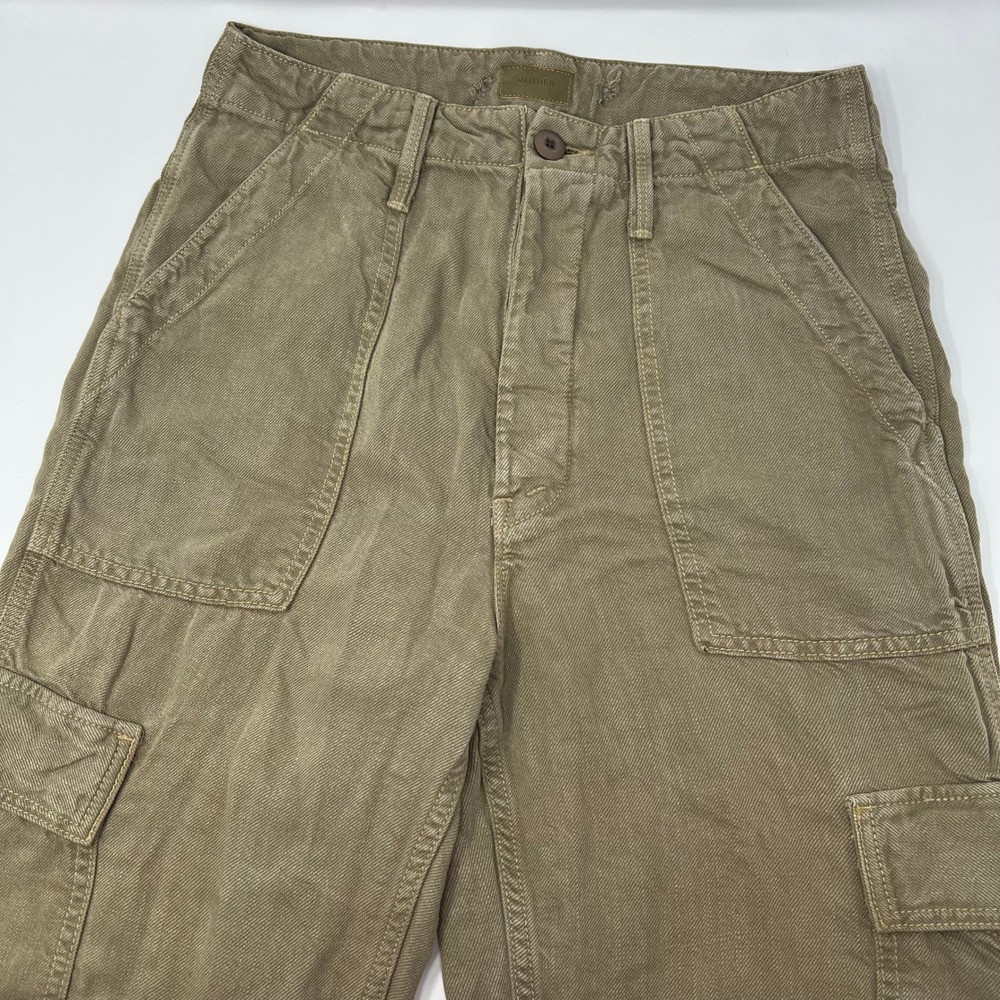 Mother The Private Cargo Sneak Gothic Olive Pants Linen Blend Size 26 *Read*